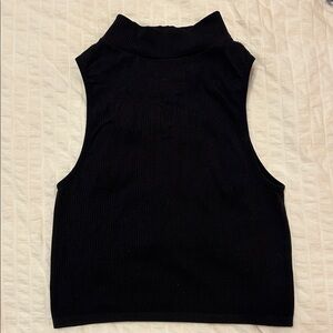 Sleeveless Black Ribbed Women's Top